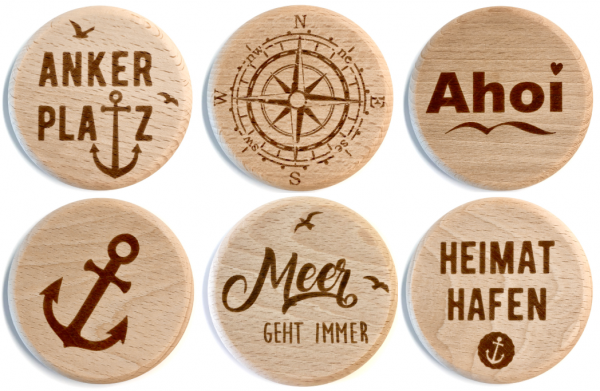 6er Set Glasdeckel "MARITIM"