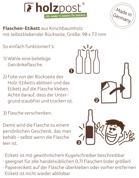 Bottle label "Happy Birthday"